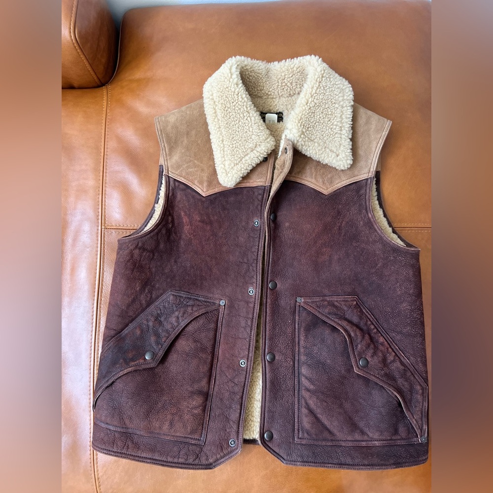 Ralph Lauren Double RL Brown Shearling Vest